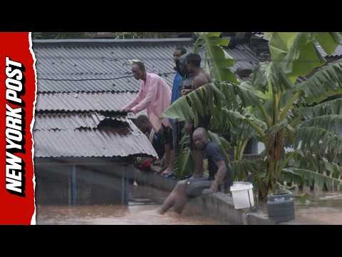 Residents Climb Rooftops as Floodwaters Overwhelm Ghana's Capital
