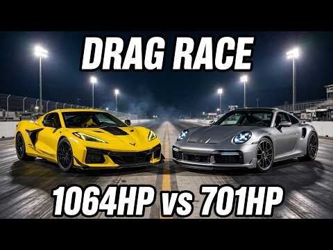 Corvette ZR1 vs 911 Turbo S: DRAG RACE 🚨 1,064HP vs 701HP
