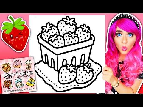 Coloring My Cozy Treats Coloring Book 🍓 Fresh Strawberries Coloring Page 💕 Ohuhu Art Markers