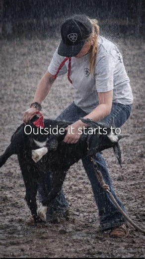 Don’t judge this my first time tying a goat and I had to use part of a neck rope as a goat tie🤣
