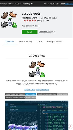 Code with a pet 🐶💻 Add adorable virtual pets to Visual Studio Code with VS Code Pets. #vscode #coding #programming