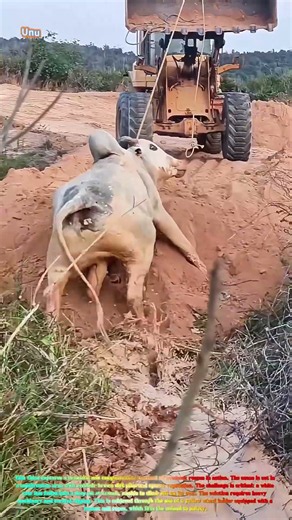 Satisfying Heavy Rescue: Watch an Excavator Pull a Cow from a Muddy Pit! 🐄🏗️