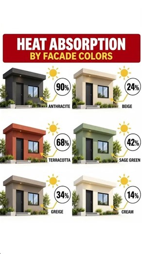 🏠 WHICH HOUSE COLOR KEEPS YOUR HOME COOLER? ☀️ | FACADE COLOR HEAT ABSORPTION #shorts