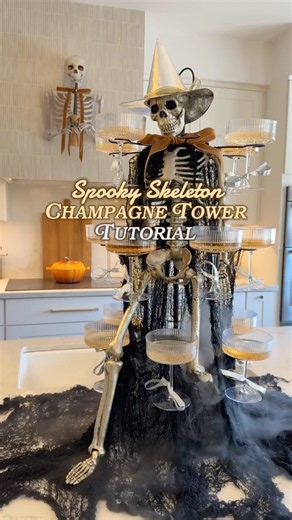 DIY Halloween Skeleton Champagne Tower! 💀🥂 | Spooky Party Decor
