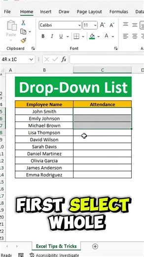 Use Drop Down List for Data Entry in Excel! #excel #exceltips #exceltricks #exceltutorial