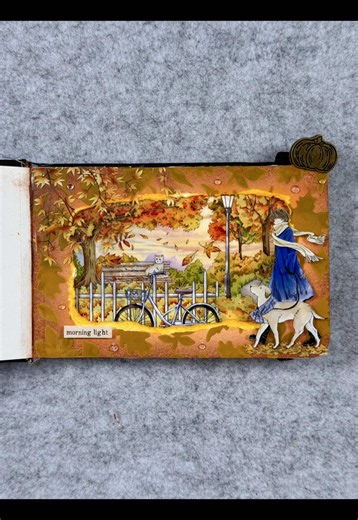 ASMR Journal Autumn Morning Light🍂🍁🐕🧣✨ #asmr #journal #journaling #scrapbooking #art