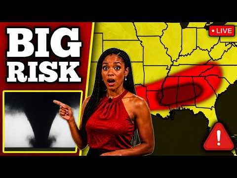 LARGE TORNADO ON THE GROUND - Strong Tornadoes Possible With LIVE Storm Chasers.