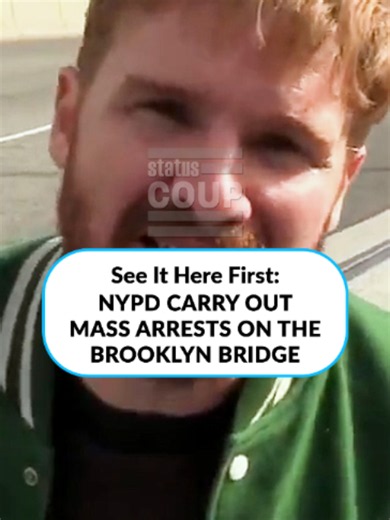 BREAKING IN NYC: Status Coup reporter Jon Farina was on the scene as New Yorkers blocked the Brooklyn Bridge to protest the ICE shooting of Oscar Belgal, who still lives with a bullet in his neck. Multiple demonstrators were arrested while demanding justice for the injustices against him. Video by Phillip Hawkins #police #politics #ICE