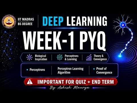 DL Week - 1 PYQs with Solutions | Perceptron Algorithm | IITM BS Degree | #iitmbs #pyq