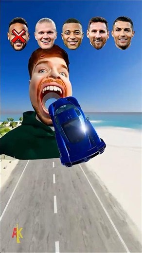 CR7 Cars vs Messi Cars 🚘 Penalty Mr Beast Character Challange ⚽️ #beamngdrive #simulator #shorts