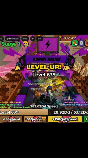 Rebirth Lv.600 🎃👻 Admin Abuse Pt.4! Roblox +1 Speed Keyboard Escape #roblox #keyboardescape