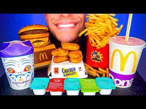 ASMR MCDONALDS CHICKEN NUGGETS OREO MCFLURRY ICE CREAM BIG MAC EATING FRIES MUKBANG JERRY NO TALKING