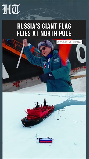 Russia’s Giant Tricolour Flies at North Pole on National Flag Day #Shorts