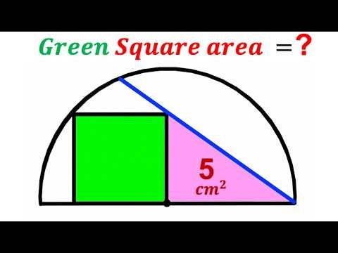Can you find area of the Green shaded Square? | (Semicircle) | #math #maths | #geometry