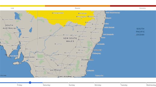 Hot, dry weather is set to develop across large parts of NSW over the next week, especially west of the divide, with temperatures climbing into the high-30s and early-40s. Even without strong winds, dry conditions can increase fire risk. We’re expecting broad areas of High fire danger over the next seven days, and this could mean Total Fire Bans on some days. If you’re heading away camping or enjoying the long weekend outdoors, take a little extra care in bush fire prone areas. Avoid anything th