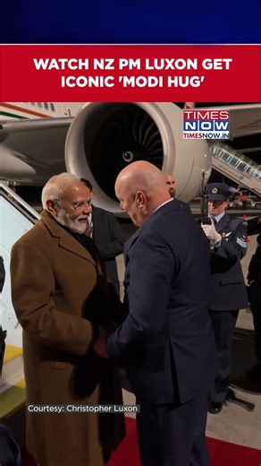 Watch India's Modi, New Zealand PM Luxon Share A Hug As Air India One Lands In Auckland