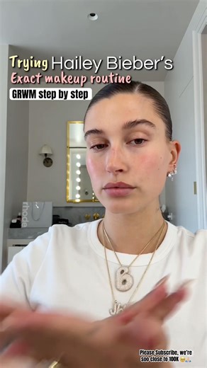 GRWM & Hailey Bieber! Trying her glowy, natural makeup look 😍❤️‍🔥 #haileybieber#pretty#modelmakeup