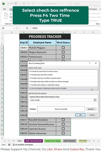 Excel To-Do List using Checkboxes ✅ powerful Conditional Formatting trick! In Excel #excel #shorts