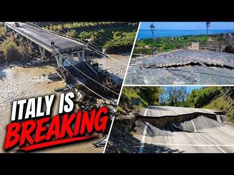 Italy CUT IN HALF : Adriatic route severed by landslides, bridge collapse in Molise, HOMES FALLING