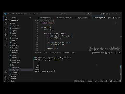 Printing left triangle of pyramid in C program using nested for loop