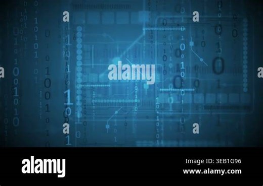 Dark blue technology motion background with binary code Stock Video Footage - Alamy
