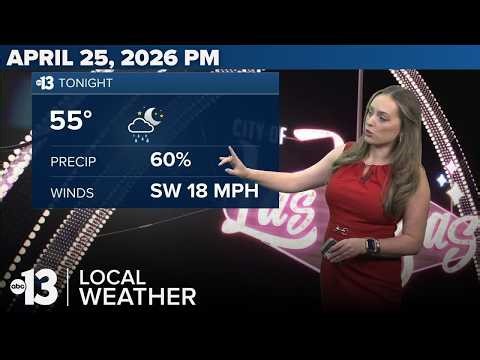 Overnight rain potential in Las Vegas