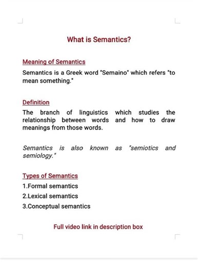 semantics in linguistics | definition of semantics | types of semantics