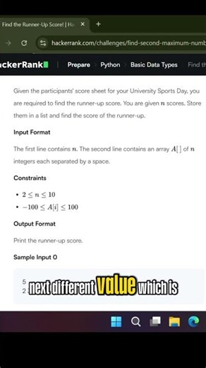 Python Trick 🔥 Find Runner-Up Score (Most People Get This Wrong!) | Day 9 #30DaysChallenge