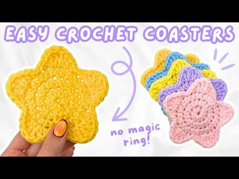 EASY crochet star coaster tutorial for BEGINNERS ★ how to crochet a coaster (no magic ring!)