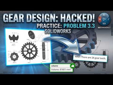 SolidWorks CSWA Practice Problem 3.3 Walkthrough | Design a 24-Tooth Gear in SolidWorks | CSWA Prep