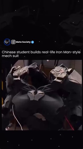 Meta Society AI on Instagram: "In Chongqing, a university student has engineered a full-scale wearable mech suit that looks straight out of a sci-fi movie. Built entirely by hand, the suit can move, open, and close automatically using a network of actuators and mechanical linkages. It is powered by an onboard control system and includes an Al-assisted voice interface that allows basic commands and coordinated movement. The result is a functional exosuit that blends robotics, design, and innovati