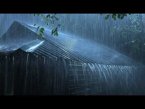 ⛈️Fall Asleep Fast In 3 Minutes With Torrential Rain On Tin Roof & Powerful Thunder Sounds At Night
