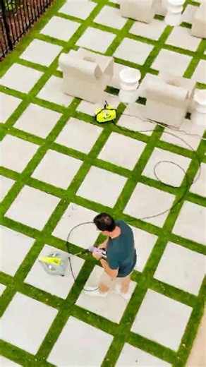 Using a Surface Cleaner for a pressure washer can make cleaning garden pavers easy. #pressurewashing