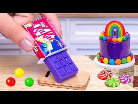 Delicious KitKat Cake | Easy Miniature Rainbow Cake Recipe with Purple KITKAT Chocolate Bars