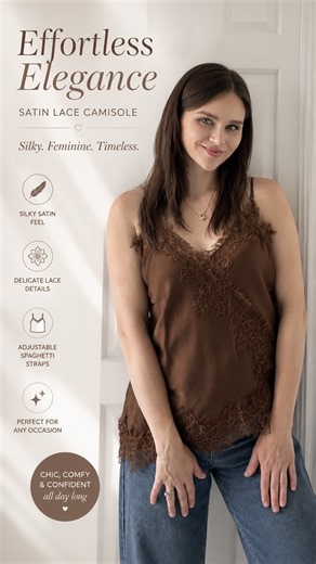 Watch Asymmetrical Lace Satin Camisole Tank Top for Casual Wear on Amazon Live