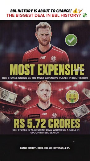 Ben Stokes Set to Become the Most Expensive Player in BBL History? 💰🔥 | ₹5.72 Crore Deal