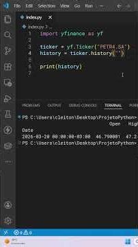 Como PUXAR DADOS da BOLSA DE VALORES com Python! 📈 #shorts