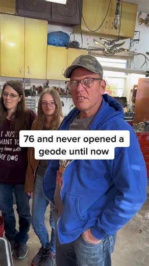 Opened his first geode at 76 rocks are fun for everyone! In the video are my FIL, SIL, and niece #TikTokCreatorSearchInsightsIncentive #motivation #inspiration #nevertooold