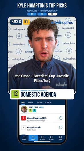 TwinSpires Racing 🏇 on X: "🏆Future Stars Friday calls for some WINNING PICKS! 🏇💰 🎯 @_KyleHampton breaks down THREE races on today's #BreedersCup card at Keeneland: 🐎 Race 3: Thoroughbred Aftercare Alliance S. 🏆 Breeders' Cup Juv. Fillies (G1) 🏆 BC Juv. Fillies Turf (G1) – featuring an EXACTA play! 👀 See who Kyle likes before heading to the windows! #WherePlayersWin" / X