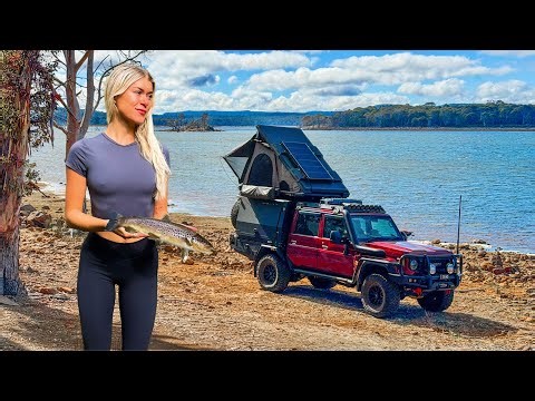 SOLO CATCH, COOK & CAMP out in nature - wild brown trout 🐟 