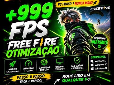 FREE FIRE LISO NO PC FRACO! 🚀 Otimização +999 FPS (Windows 7/10)