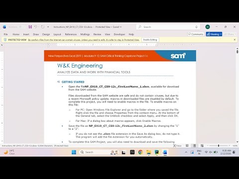 New Perspectives Excel 2019 | Modules 9-12: SAM Critical Thinking Capstone Project 1c W&K Engineerin