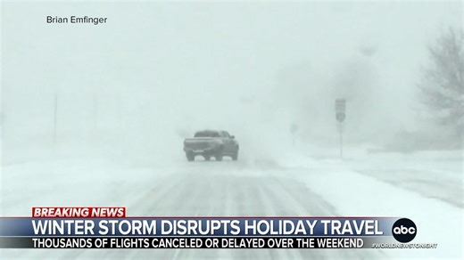 Whiteout conditions are slamming the Midwest, causing blizzard warnings and wind gusts up to 50mph. As the storm heads across the country, parts of the Northeast are preparing for icy conditions amid holiday travel. Dani Beckstrom has the forecast. https://abcnews.link/JIoobR9 | ABC World News Tonight with David Muir