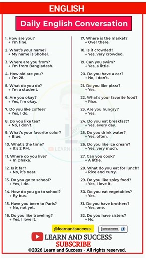 Learn English Fast: 32 Daily Conversation Phrases | Learn and Success