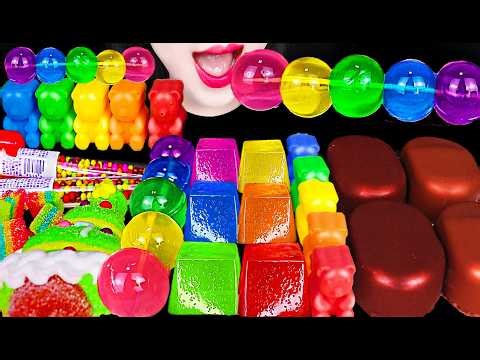 ASMR JELLY BALL CRYSTAL BEAR CANDY DESSERT 젤리볼 베어 캔디 젤리 큐브 먹방 MUKBANG, EATING