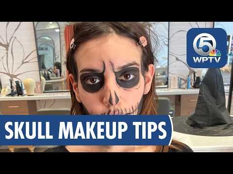 Halloween Skull Makeup with Eyeliner, Eyeshadow and Glitter
