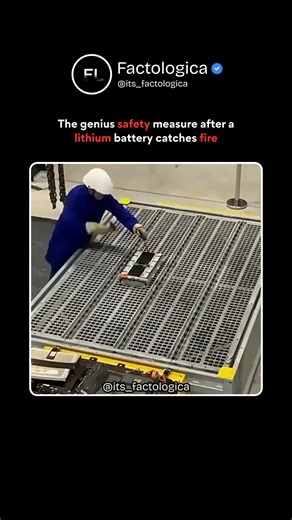Factologica on Instagram: "Lithium Battery Fires DROPPED Into Water Tanks! 🔥💧 Germany tests NEXT-LEVEL EV safety: Faulty lithium batteries instantly DROP into water tanks to kill thermal runaway fires! 🤯 Myth busted—modern lithium is NON-REACTIVE salt (not pure metal), so water extinguishes + contains explosions safely. No more runaway fires threatening EVs or devices! ⚡ This could solve battery safety fears and unlock mass EV adoption. Smart engineering! 👇 Game-changer for electric cars? Co