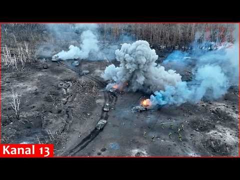Russian convoy of tanks launching attack in Kupiansk is crushed -Fleeing equipment, invaders are hit