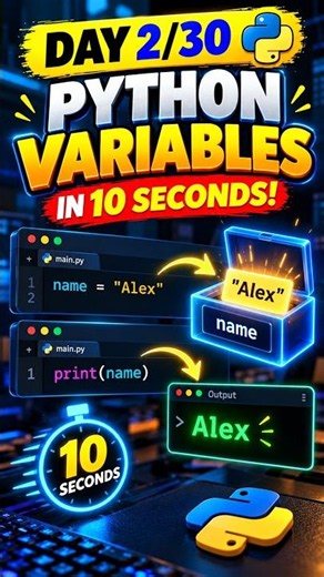 🐍 Day 2/30: Python Variables in 10 Seconds!