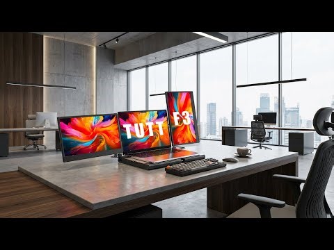 TUTT F3 Triple 14” Portable Monitor for Laptop | 360° Rotation | Cooling Base | USB-C/HDMI